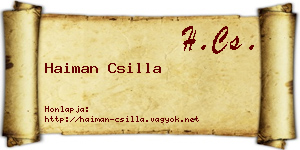 Haiman Csilla névjegykártya